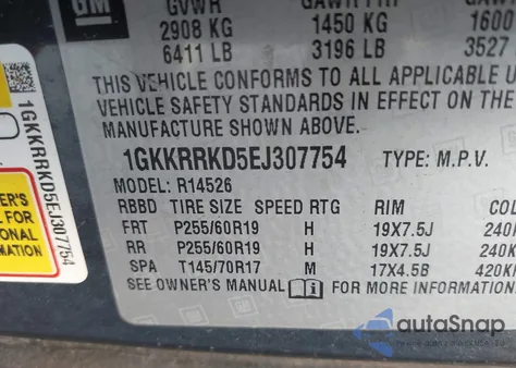 2014 GMC Acadia Slt-1 from USA, damaged, VIN 1GKKRRKD5EJ307754